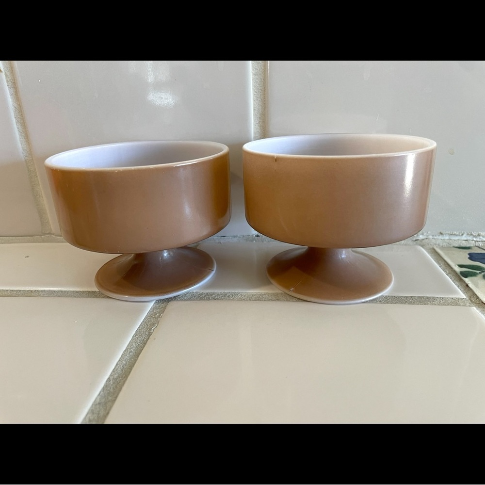 Vintage Federal Glass Brown Footed Dessert Cups – Set of 2